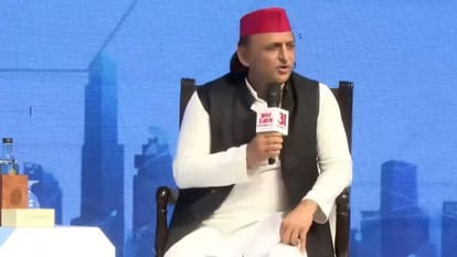 Samwad 2026 Day 2: Akhilesh Yadav, Brajesh Pathak, Keshav Prasad and Varun Dhawan.