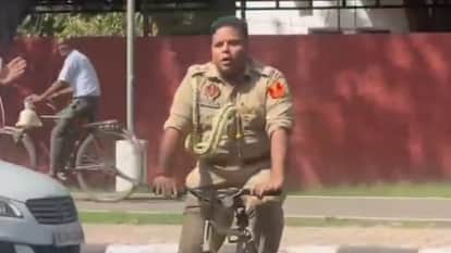 'No Car Day' in Chandigarh Governor ADC Randhir Kumar also Arrives at Office on Bicycle