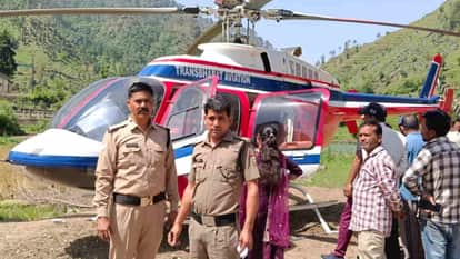 Helicopter emergency landing in fields after contact with high-tension power line Badrinath pilgrimage Tehri