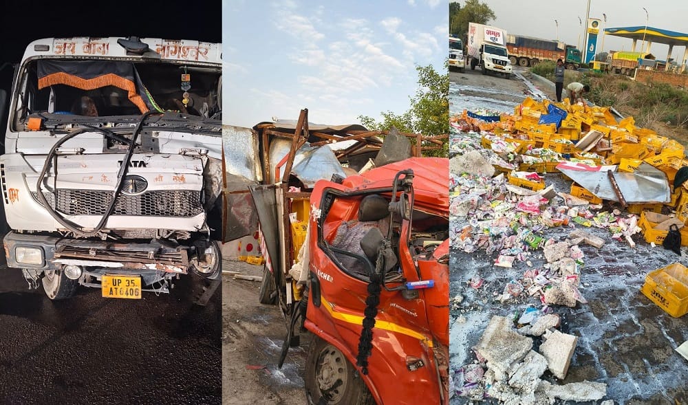 Hamirpur Accident Head on collision between dumper and milk tanker driver suffers tragic death