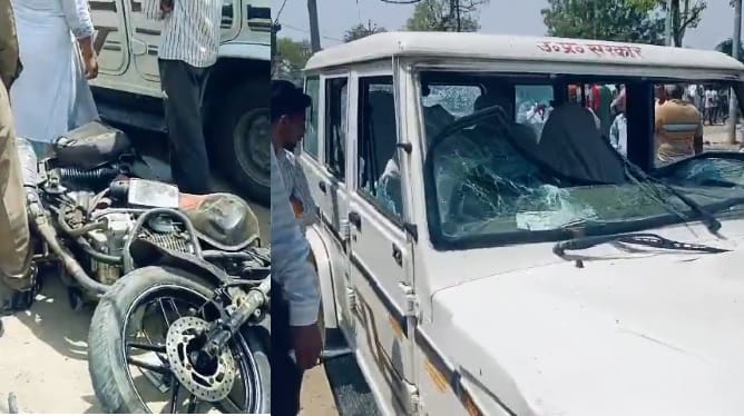 Auraiya Accident Speeding Bolero Mows Down Motorcyclists and Pedestrians Woman Dies Three Critically Injured