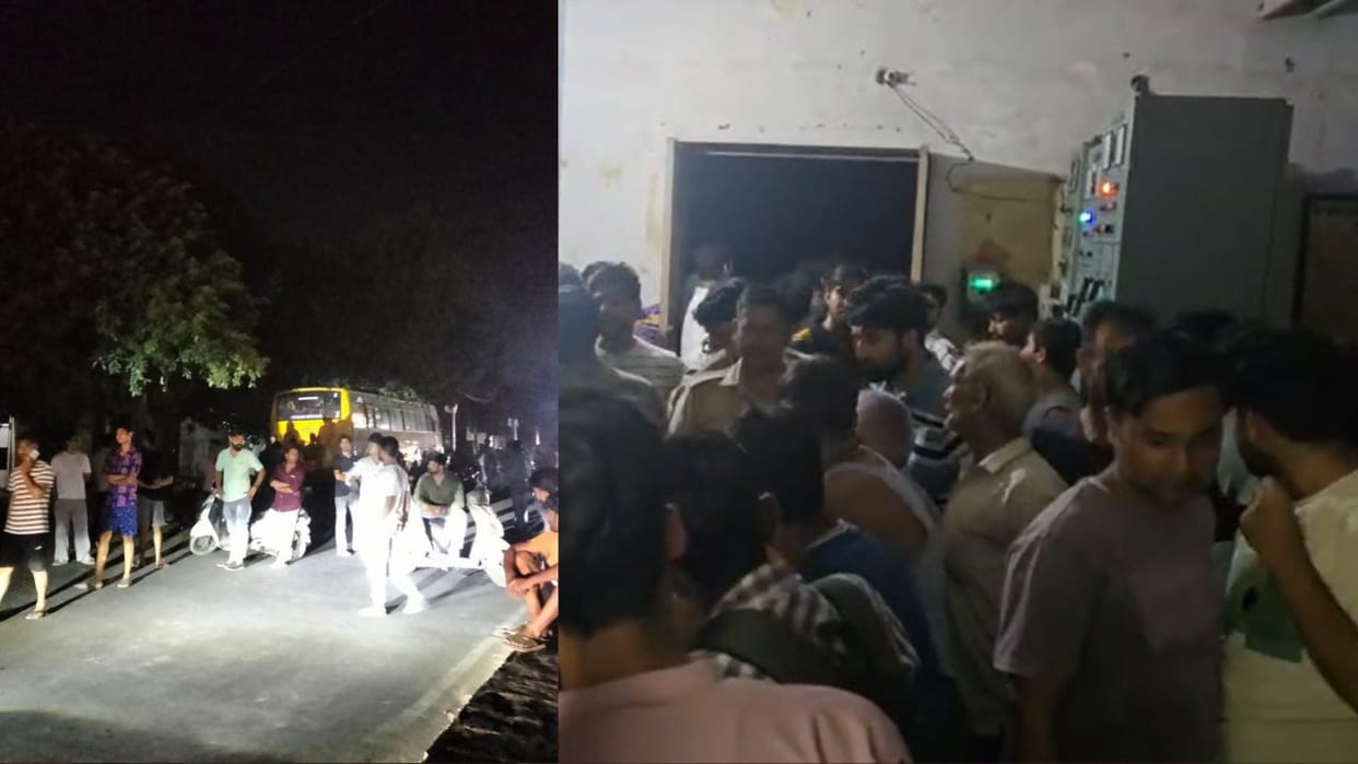 People demonstrated on road late night due to power supply disruption in Hapur