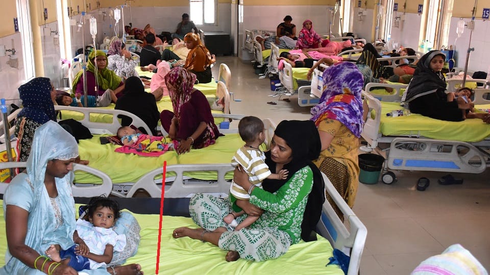 Two children admitted on one bed
