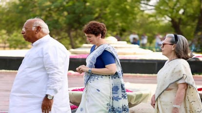 Sonia, Rahul and Priyanka seen together on Rajiv's death anniversary, see photos