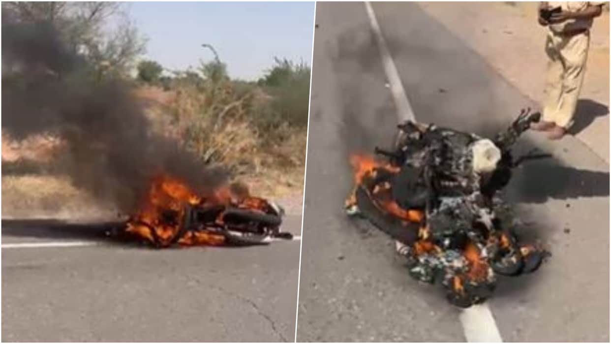 Nagaur News: Family Returning From Condolence Meet Hit by Speeding Car, Bike Catches Fire; One Dead