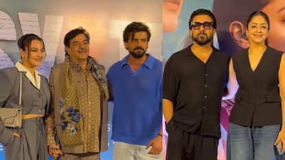 Shatrughan Sinha arrive At Daughter Sonakshi Sinha Movie System special screening Suriya Jyothika also spotted