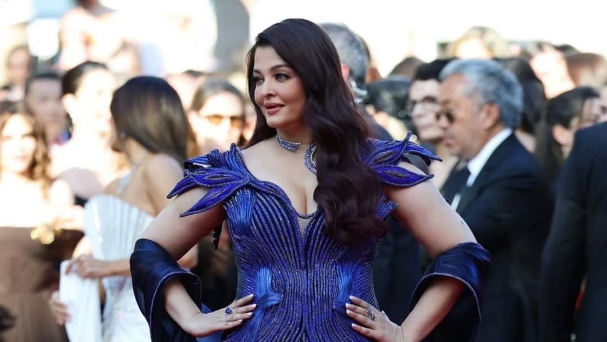 Aishwarya Rai Bachchan at Cannes 2026 red carpet look actress dazzles in shimmering blue gown