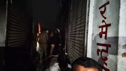 Kanpur Fire Massive Blaze Engulfs Four Story Building Firefighters Jump from Roof to Safety
