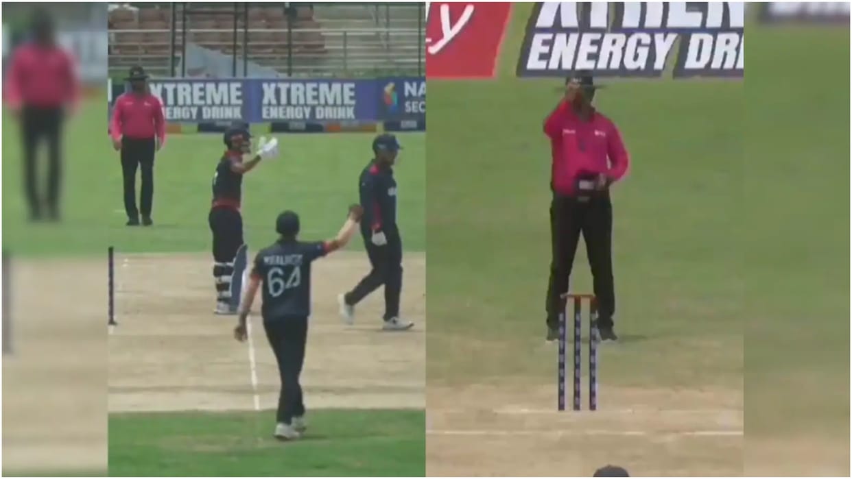 NEP vs USA: Rohit Paudel Given LBW Despite Ball Hitting Gloves