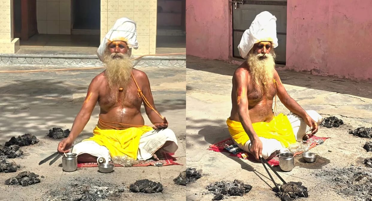 Sadhu Ramanand Das Endures 45-Degree Scorching Heat for Extreme Spiritual Practice