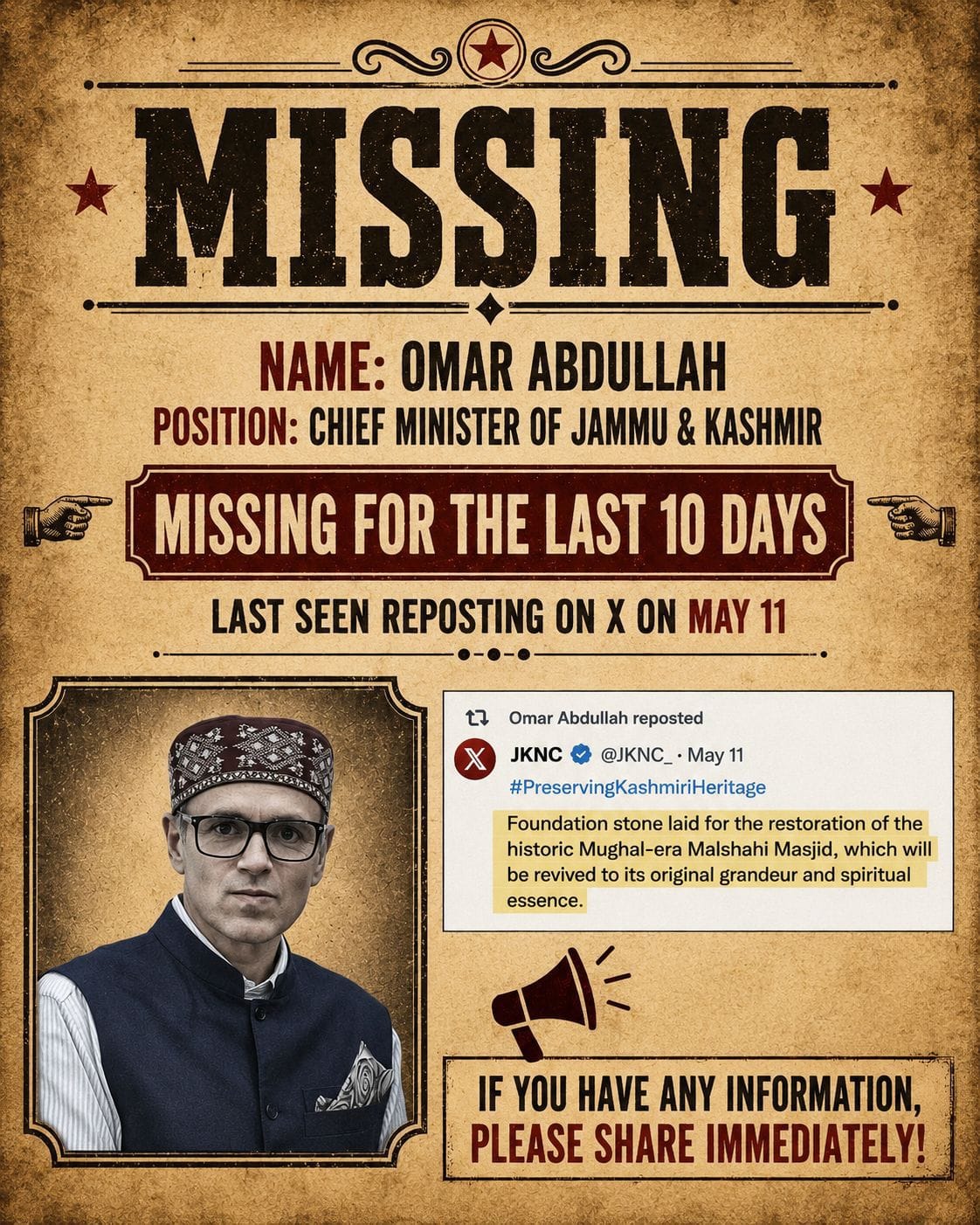 Politics Heats Up Over 'Missing' Posters of CM Omar Abdullah
