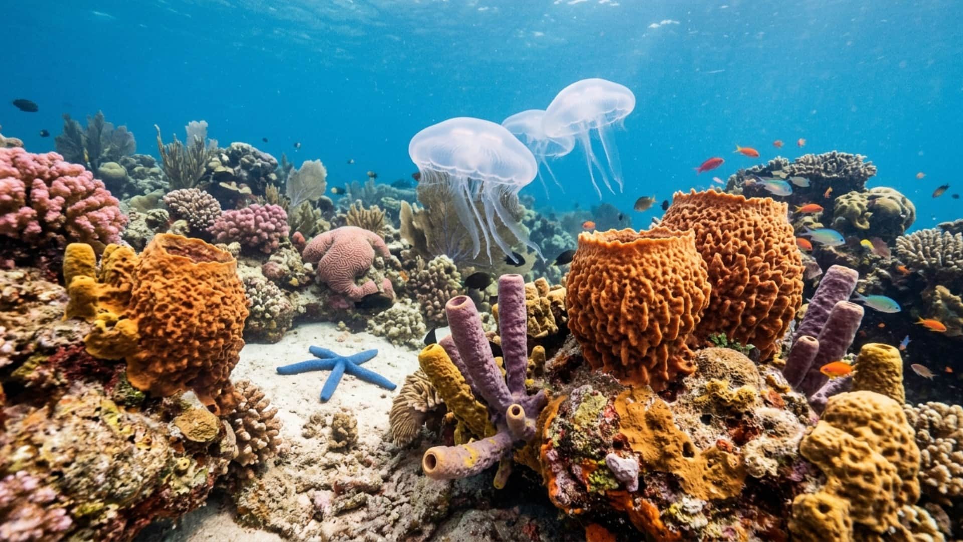 Sea Creature With No Brain Sea Sponges Jellyfish Starfish survive without brain interesting facts