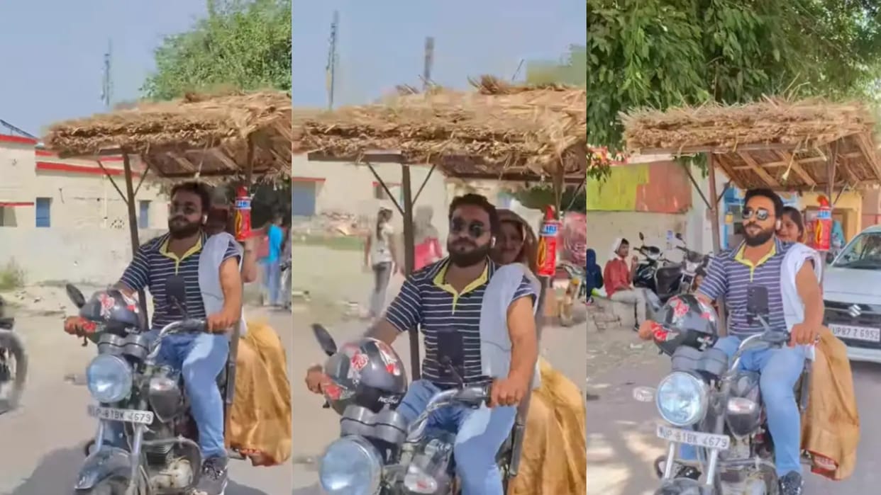 Unique Jugaad Use on the bike to escape heat video goes viral