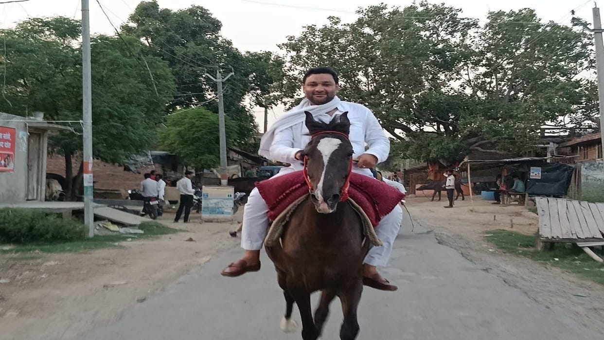 BJP MLA Veer Vikram Singh Rides a Horse in Shahjahanpur
