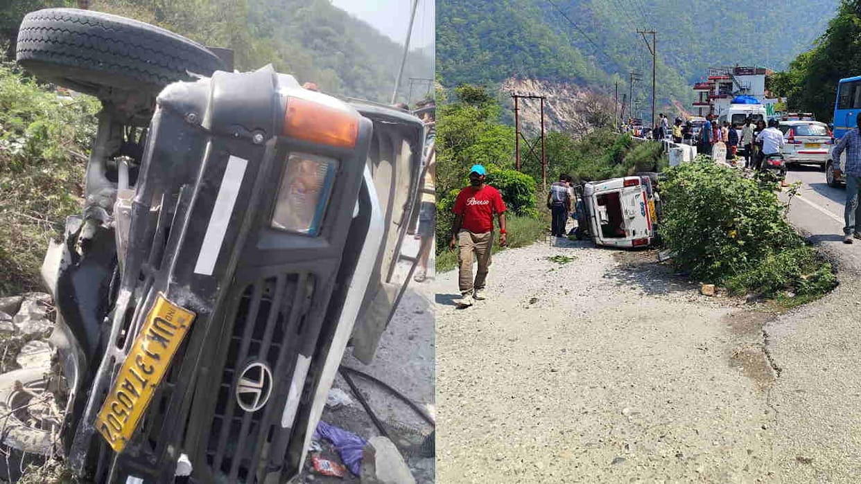 Rudraprayag Accident Vehicle overturned on the road near Badrinath Highway