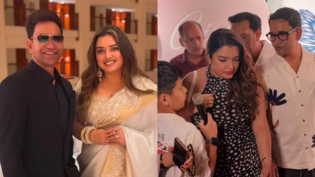 Bhojpuri Actor Nirahua And Rumored Girlfriend Amrapali Dubey Attend Paritosh Tripathi Daughter Birthday Party