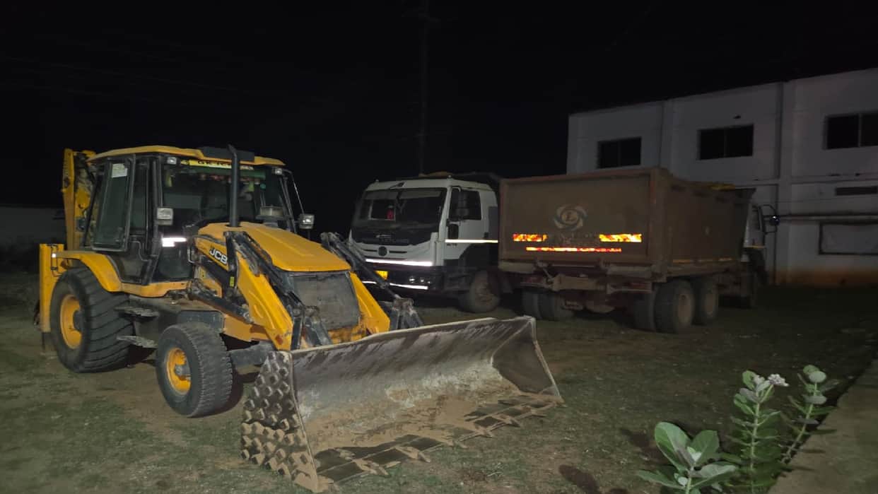 Major Action Against Illegal Sand Mining, Two Hyvas and a JCB Seized