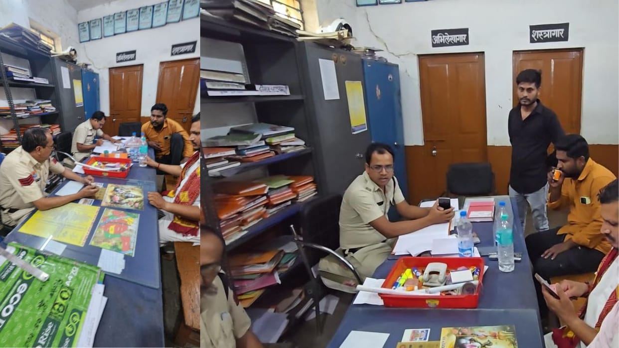 Photo of illegal junk operator with police in Koni police station in Bilaspur goes viral