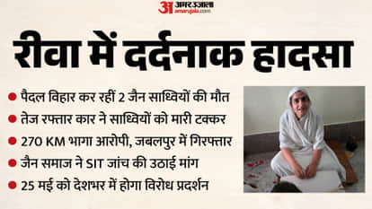 rewa jain sadhvi road accident rashid abad ali shah arrest jain community protest saint safety demand