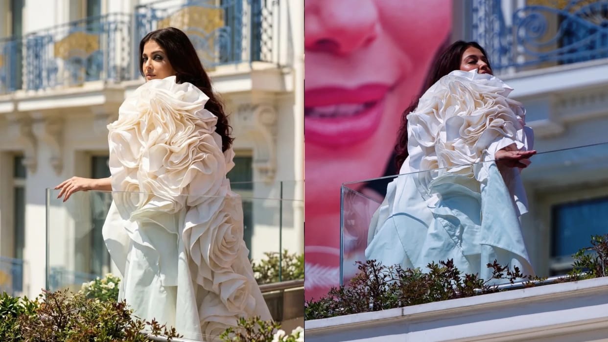 Aishwarya Rai cannes look 2026 surprised fans actress posed in ivory rose dress