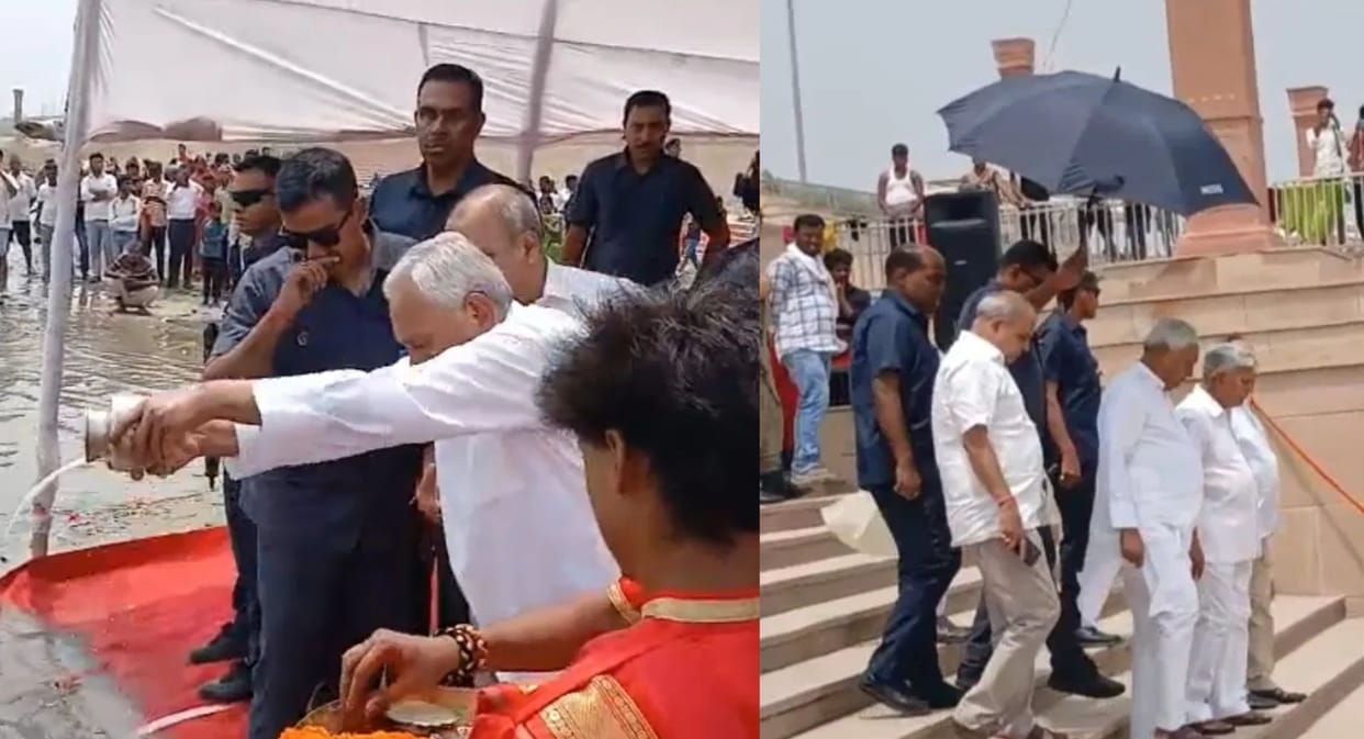 Bihar Nitish Kumar Performs Ganga Puja in Bakhtiyarpur on Ganga Dussehra