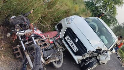 Father and Son Die in Car-Bike Collision in Sultanpur Accused Driver Flees Abandoning Vehicle