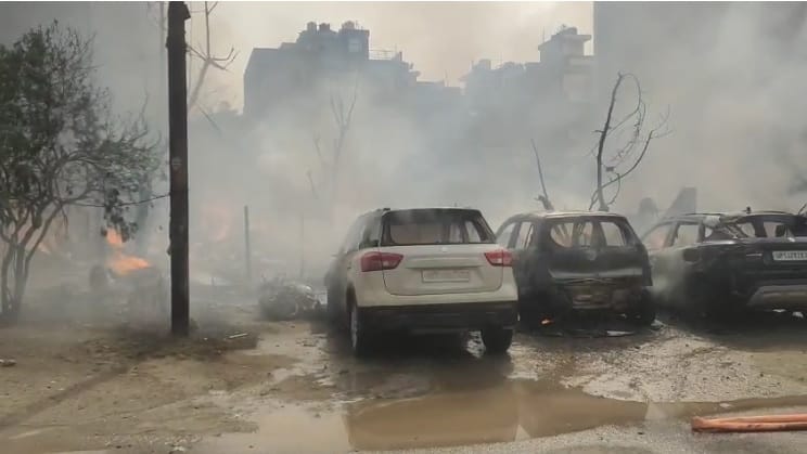 Massive Fire Breaks Out in Indirapuram Slums Cylinders Explode