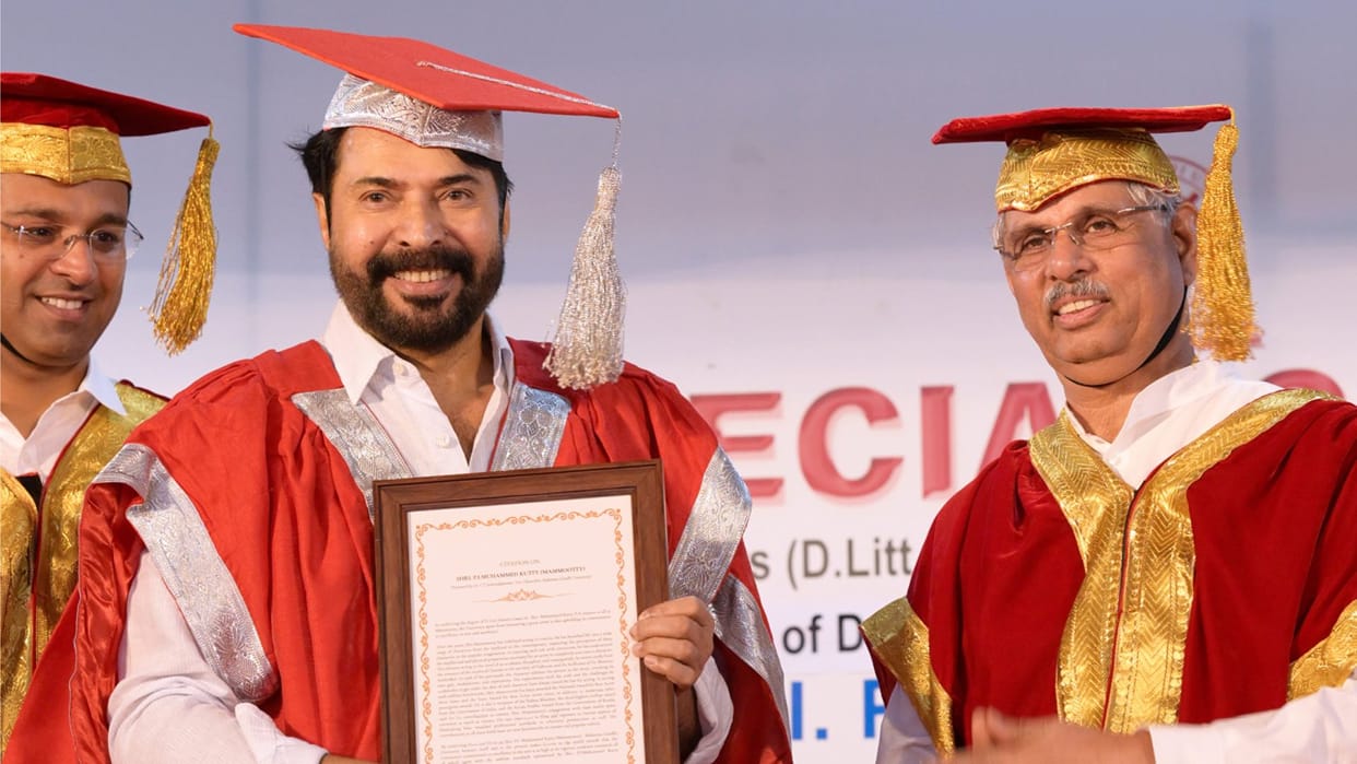 Malayalam Superstar Mammootty Receives Third Doctorate shars photos shares feeling