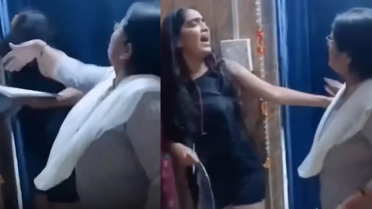 mother daughter fight over earphones cooking debate viral video on social media