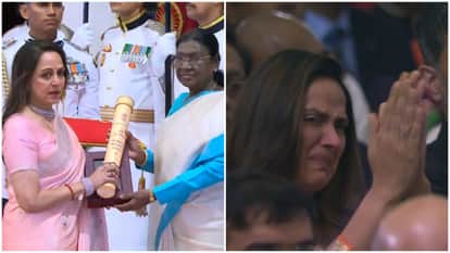 Padma awards 2026: President Droupadi Murmu presenting Padma Awards to Dharmendra Hema malini R Madhavan