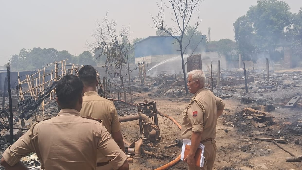 30 huts burnt to ashes due to a spark while cooking food