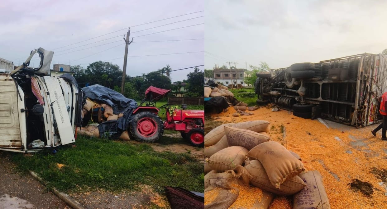 Bihar NH-327 Tragedy Truck Carrying Solar Panels Rams Into Stationary Tractor, Father of 6 Killed