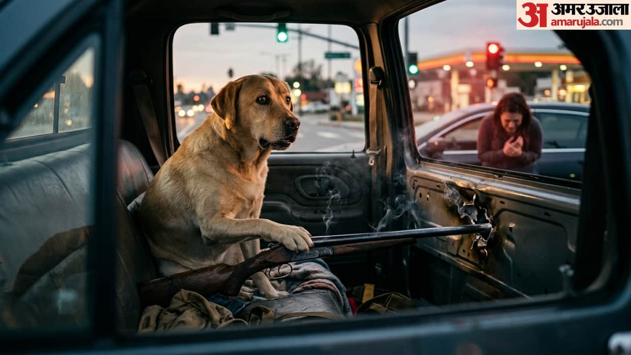Dog Fires shotgun from pickup truck woman injured shocking incident goes viral