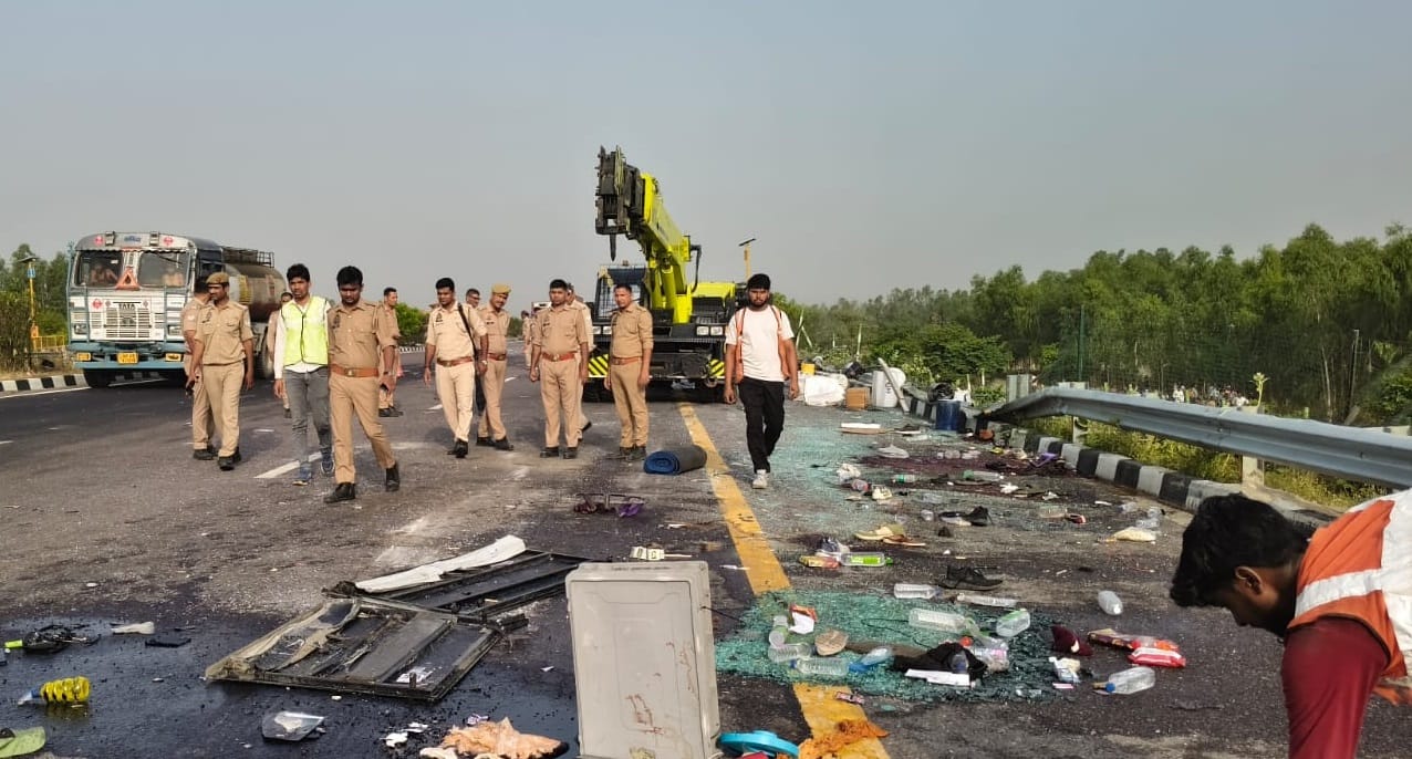 Unnao Accident Speed of 120 Proves Fatal Bus Overturns and Skids for 100 Meters Bodies Litter Expressway