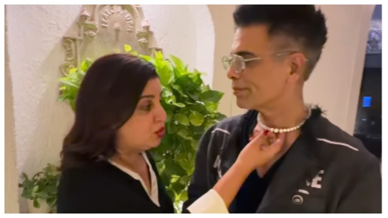 Karan Johar wear mother expensive diamond necklace on his 53rd birthday surprises Farah Khan share funny video