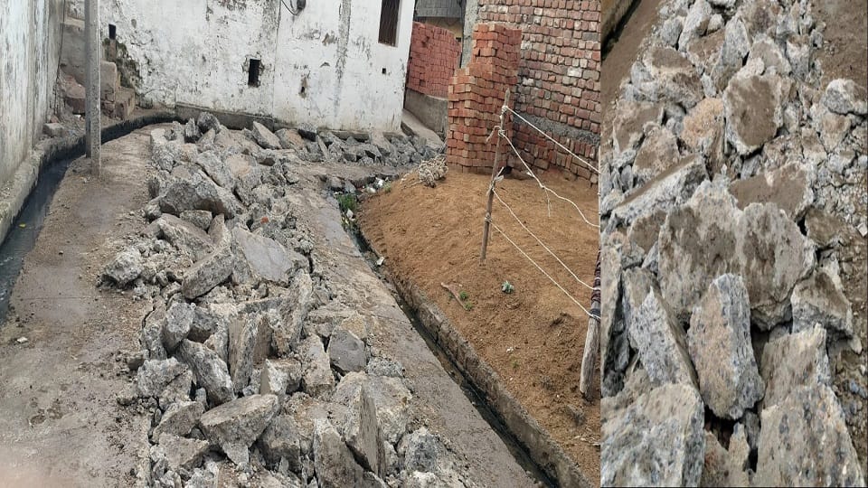 Road dug up for sewer line