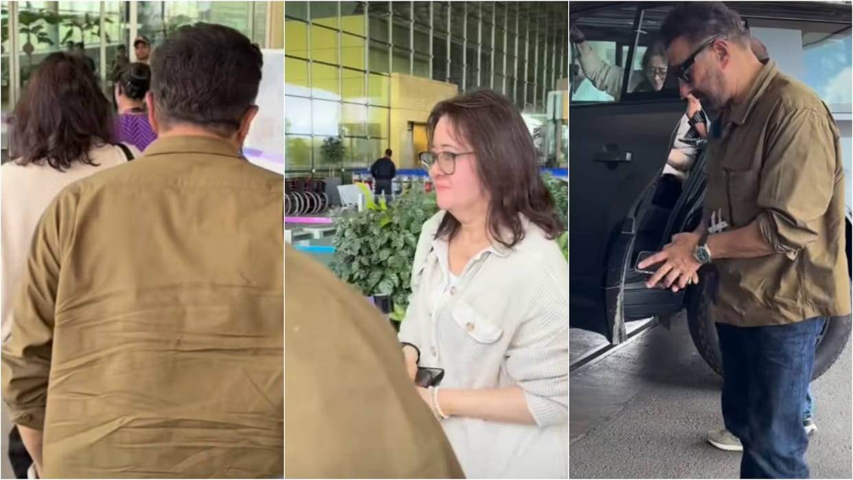 Lahore 1947 Actor Sunny Deol Spotted with Wife Pooja Deol at airport after long time Video Goes Viral