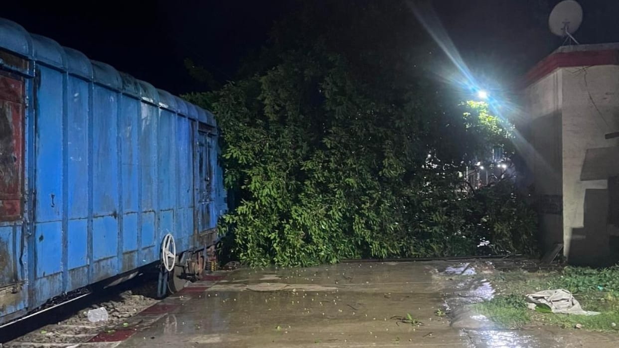 OHE line broken due to falling of trees in storm rail traffic disrupted for eight hours