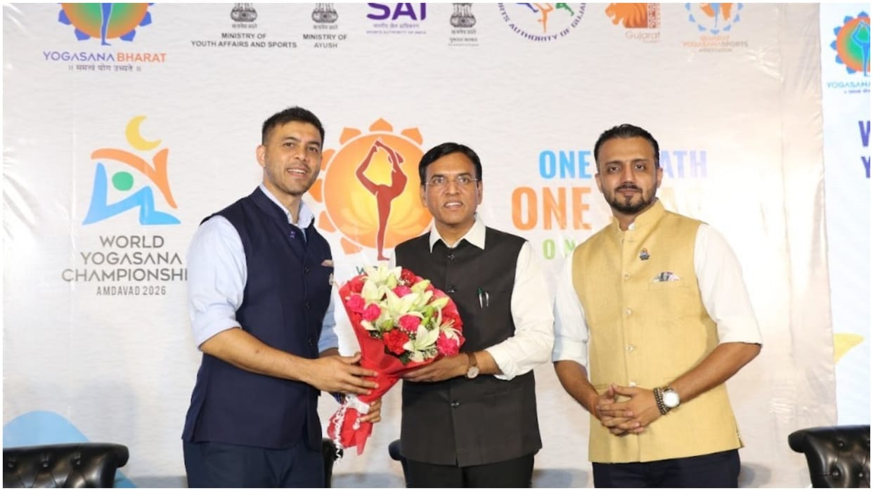 Union Minister Mansukh Mandaviya launch event of World Yogasana Championship 2026 in New Delhi