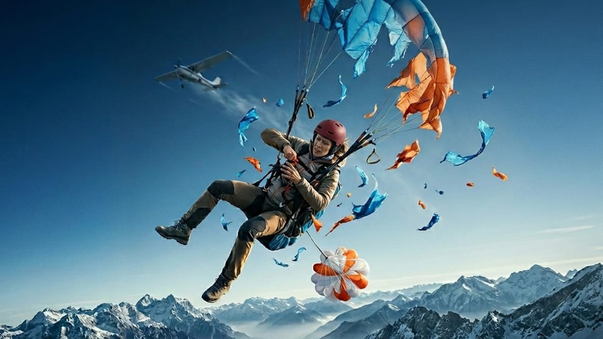 Viral video A Paraglider gets hit by a Cessna 172 she was able to pull her rescue parachute and land safely
