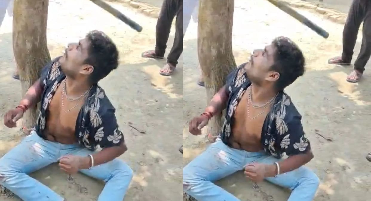 Samastipur Shock Image Man Tied to Tree Paraded with Dog Collar Over Obscene Social Media Post