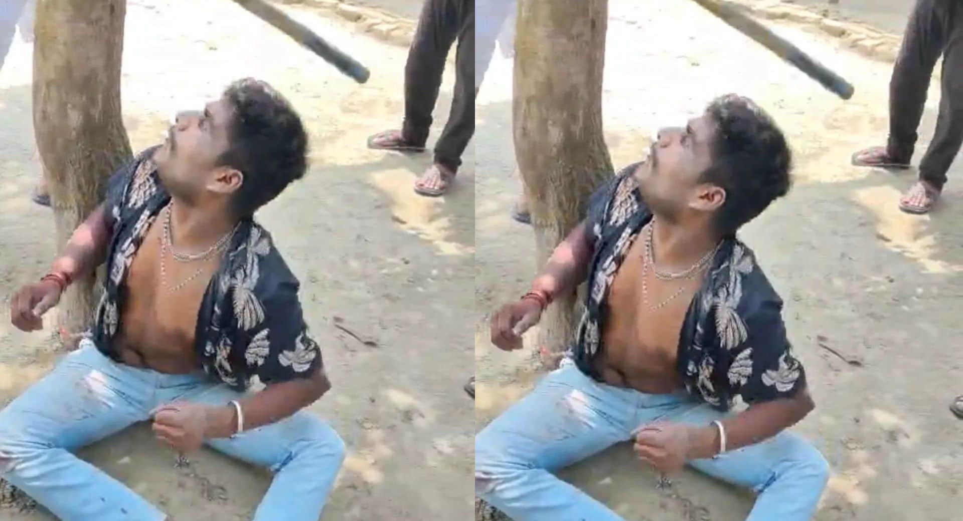 पेड़ में बांधकर युवक की पिटाई