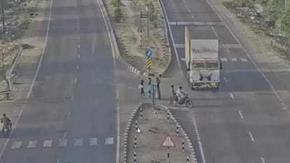 Lalitpur: CCTV footage of a motorcyclist being run over on the highway has surfaced