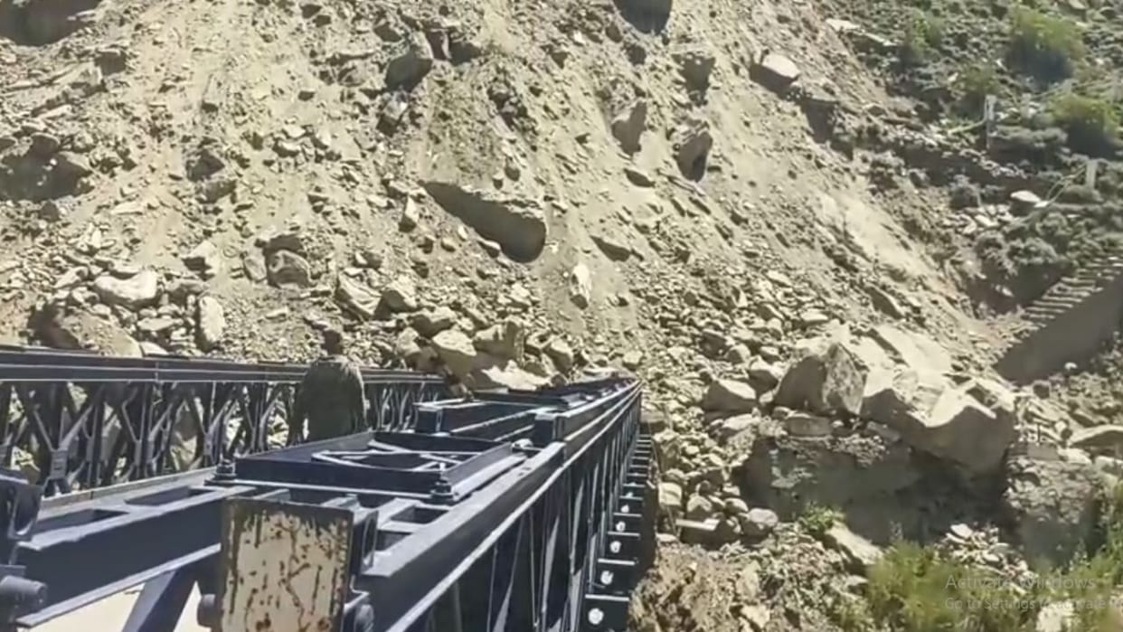 massive landslide in lahaul spiti jahlma bridge collapsed connectivity cut