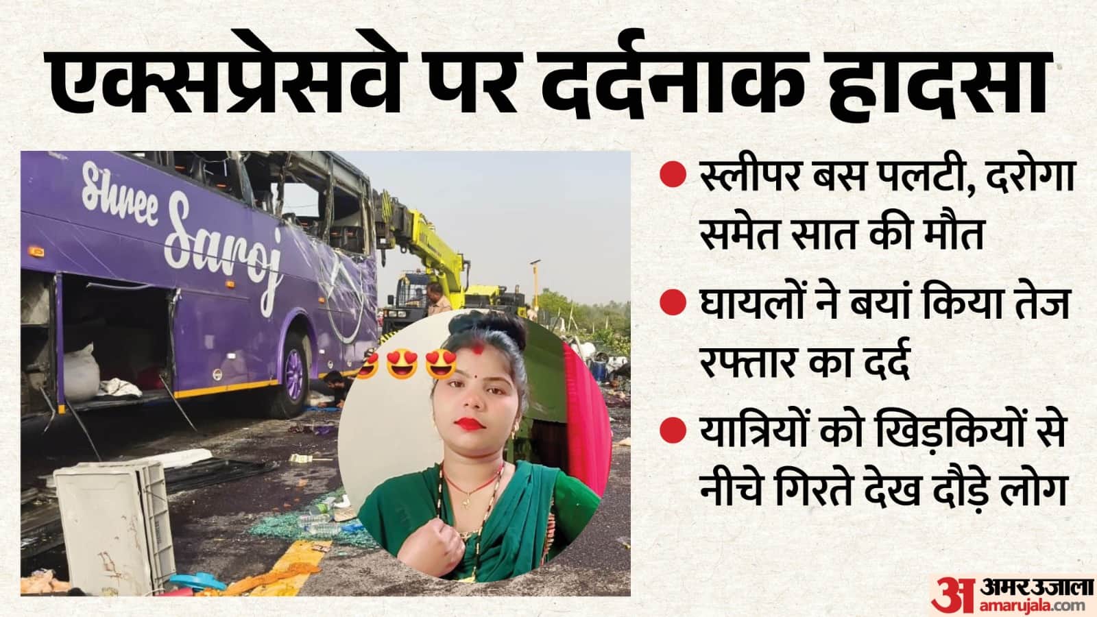 Sleeper Bus Overturns After Hitting Divider Seven Passengers Including Sub-Inspector Dead in unnao