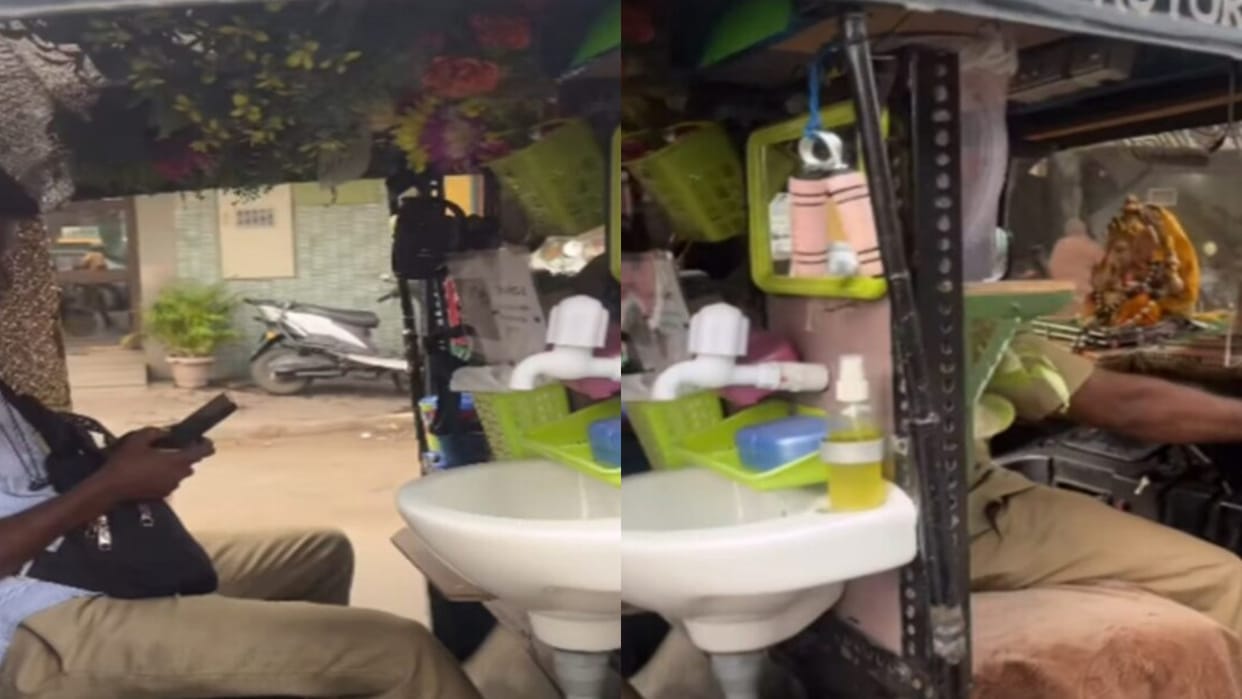 Unique Auto rickshaw converted into moving house with wash basin and mirror facility video goes viral