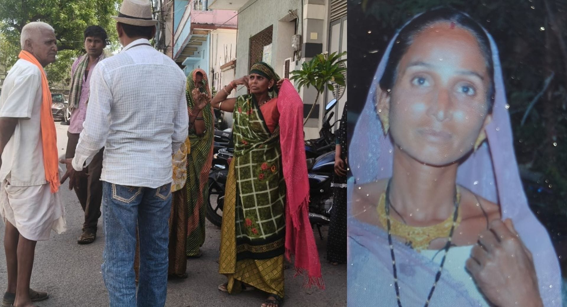 कोतवाली थाने के बाहर खड़े मृतका के पीहर पक्ष के लोग