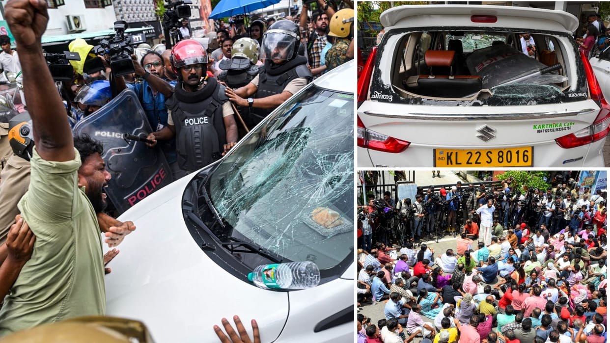 ED Raids Vijayans Residence workers  Uproar Violence Erupts Chennithala says Lawbreakers must punished