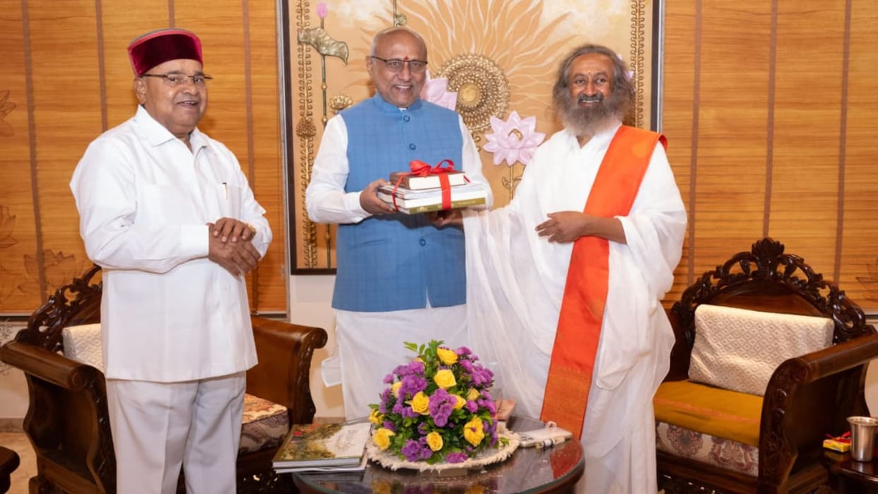 Karnataka VP Radhakrishnan Visit Art of living HQ Meditation Essential for Healthy Life 5 National Initiatives