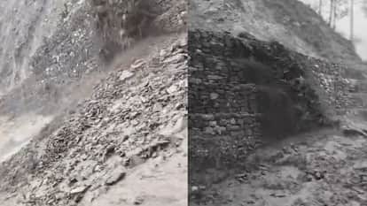 Badrinath Highway Landslide zone activated after rains debris landed in Parthadip traffic stopped